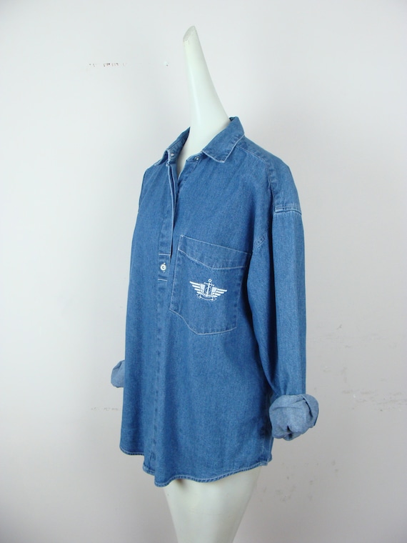 Vintage Dockers Denim Shirt 90s Oxford Button Dow… - image 7