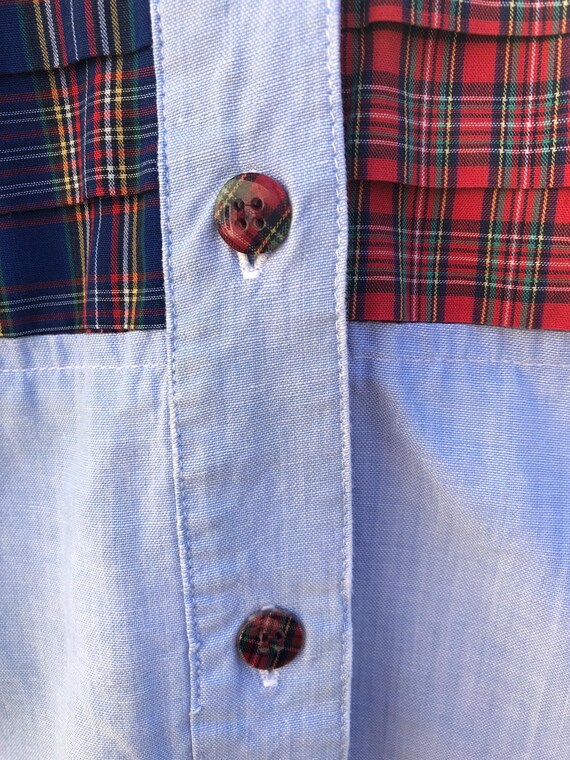 Vintage Patchwork Button Down Shirt 70s Plaid Cha… - image 14