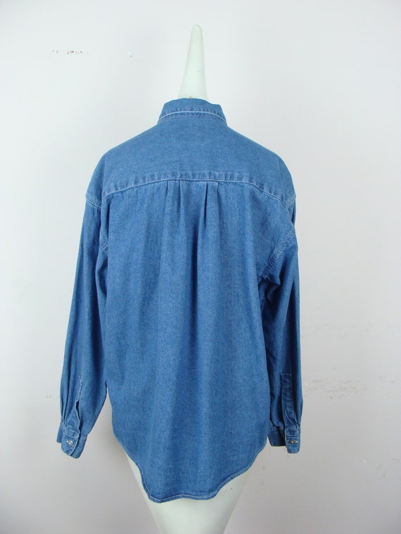 Vintage Dockers Denim Shirt 90s Oxford Button Dow… - image 5