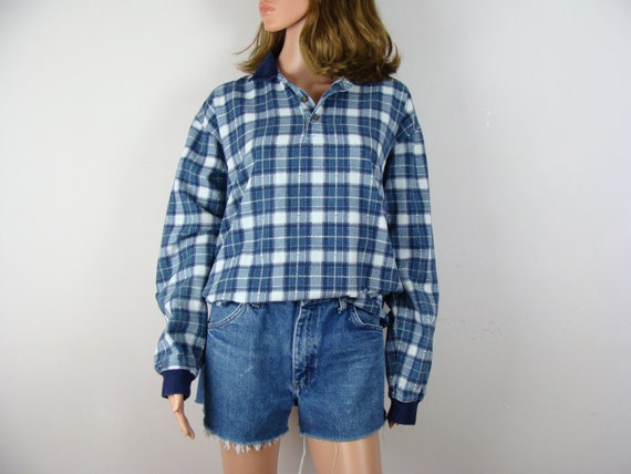 Vintage Plaid Shirt 90s Long Sleeve Collared Pull… - image 7
