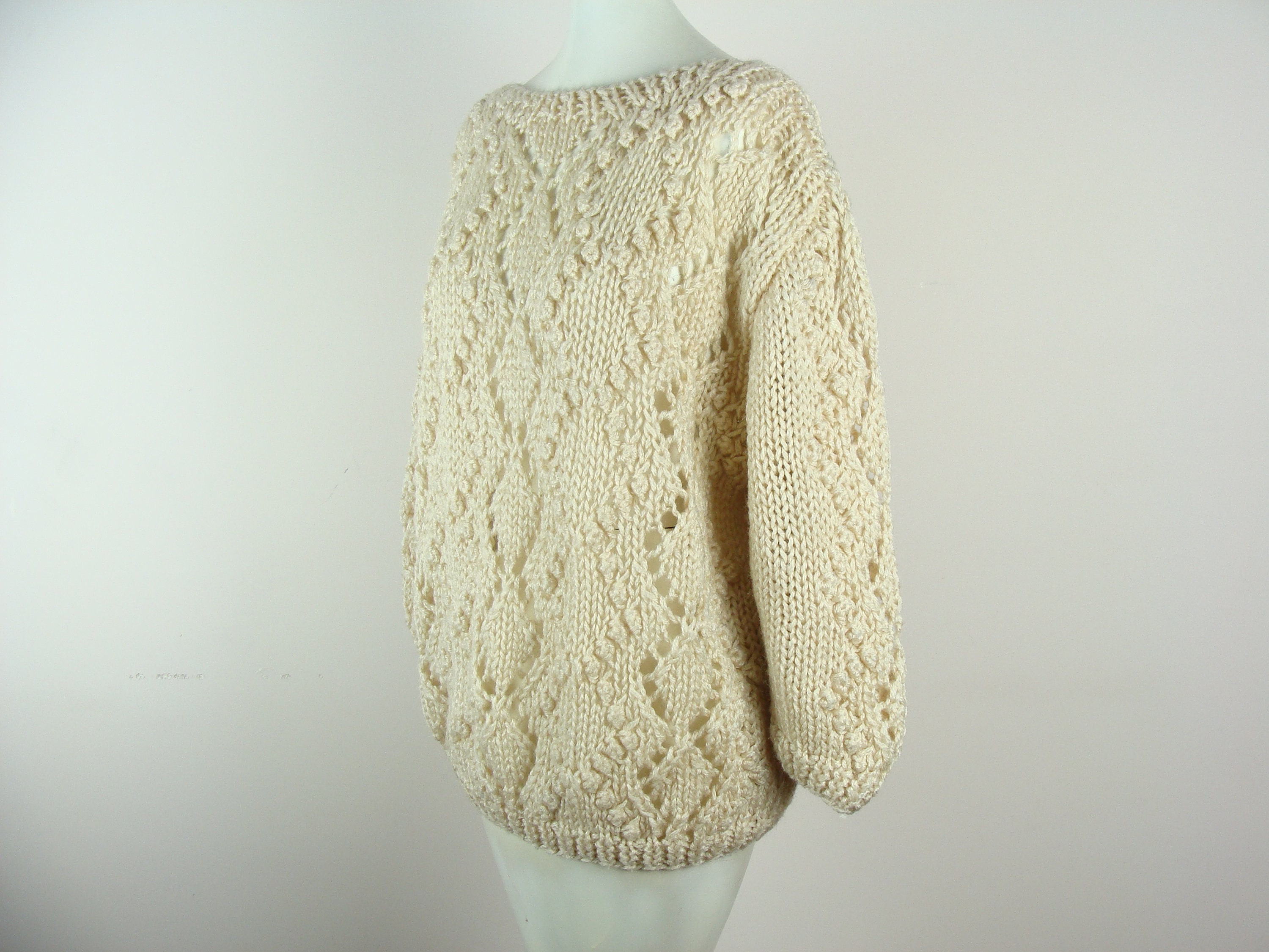 Vintage Knit Sweater 70s Chunky Knitcozy Warm Oatmeal | Etsy