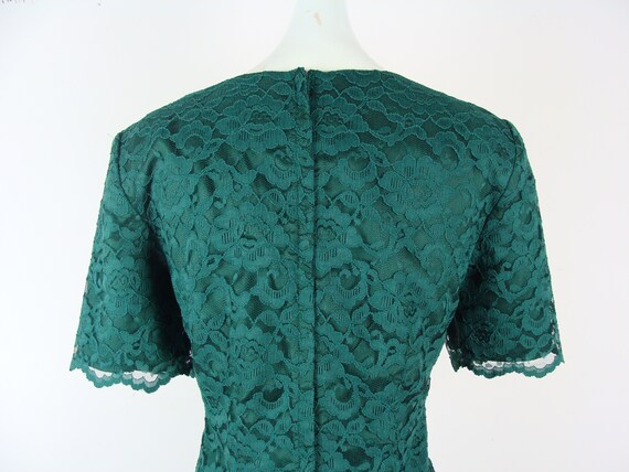 Vintage Lace Dress 90s Green Sheath Knee Length S… - image 9