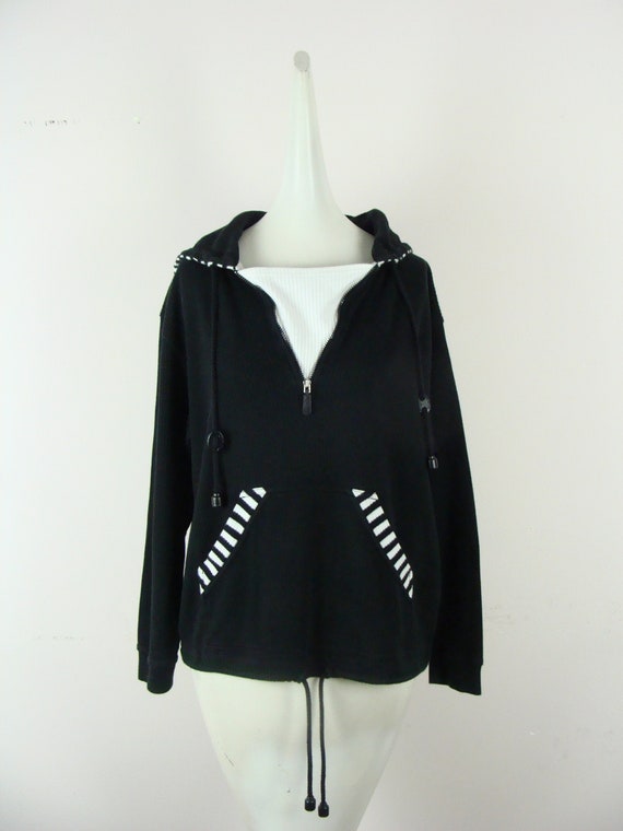 Vintage Hoodie 90s Liz & Co Black and White Liz C… - image 1