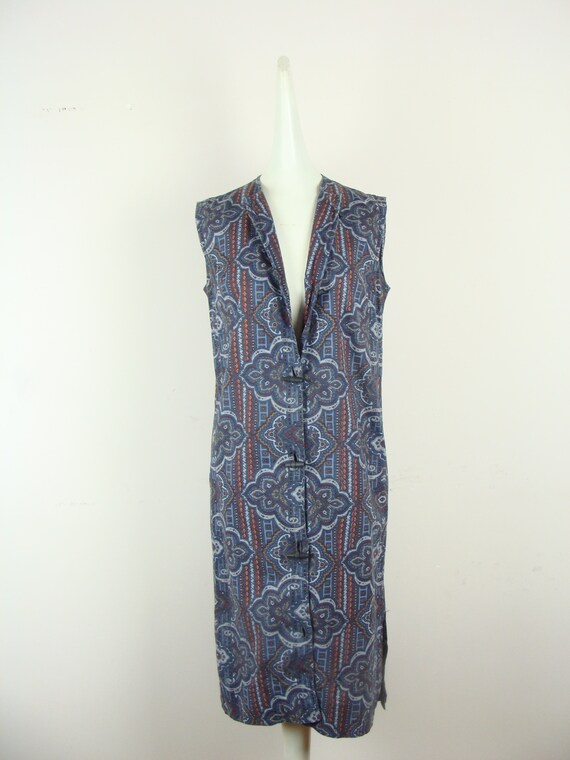 Vintage Printed Dress 70s Bandana Print Sheath Sh… - image 8