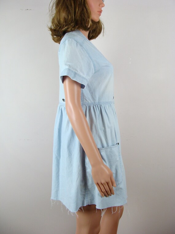 Vintage Denim Dress 90s Lizwear Petite Chambray C… - image 7