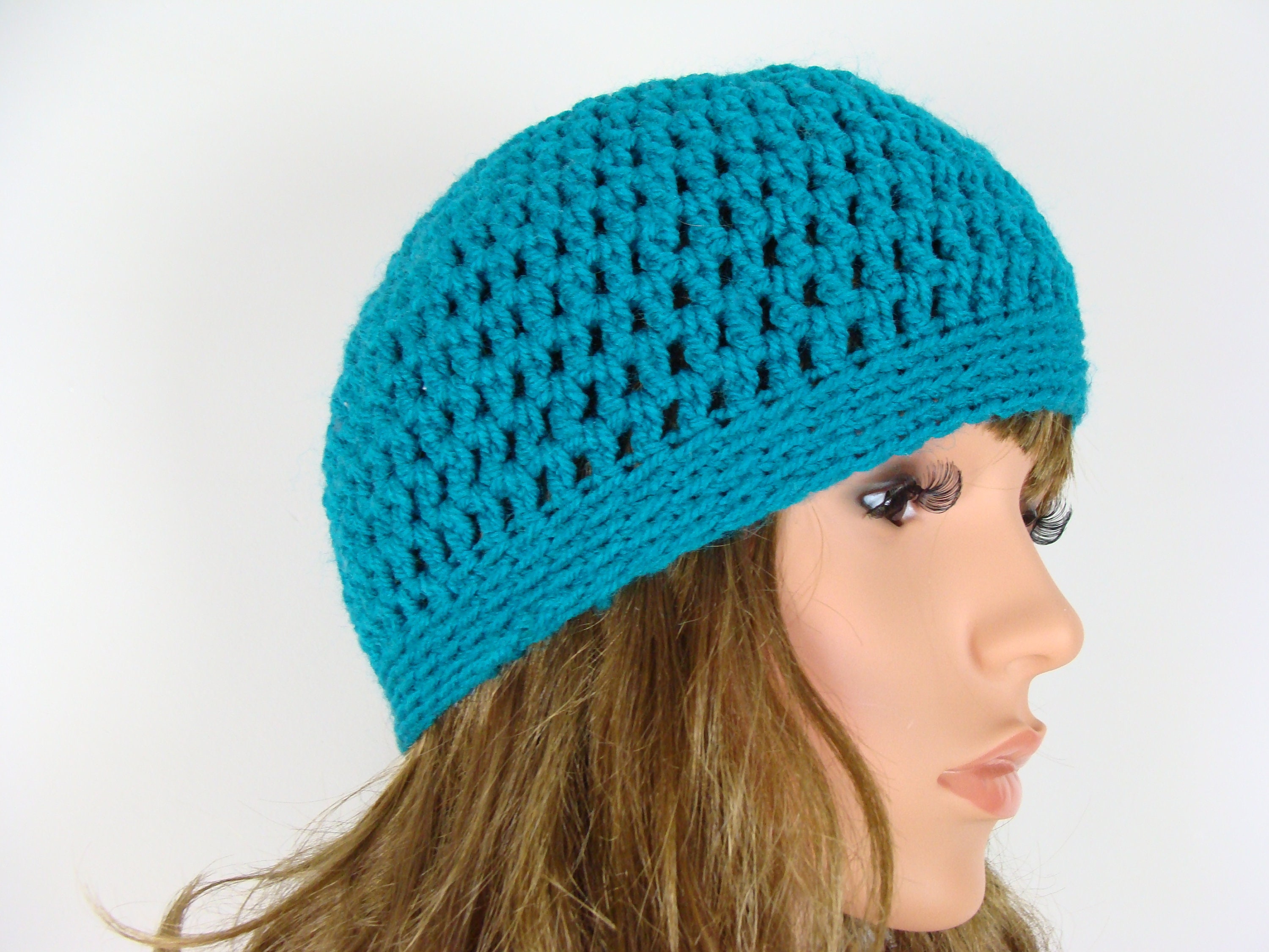 ISO In Search Of Vintage Pink Crochet Abercrombie & Fitch Skull Cap Winter Hat Handmade Crochet Skull Beanie Hat with Pompom (Child Size  main image 4
