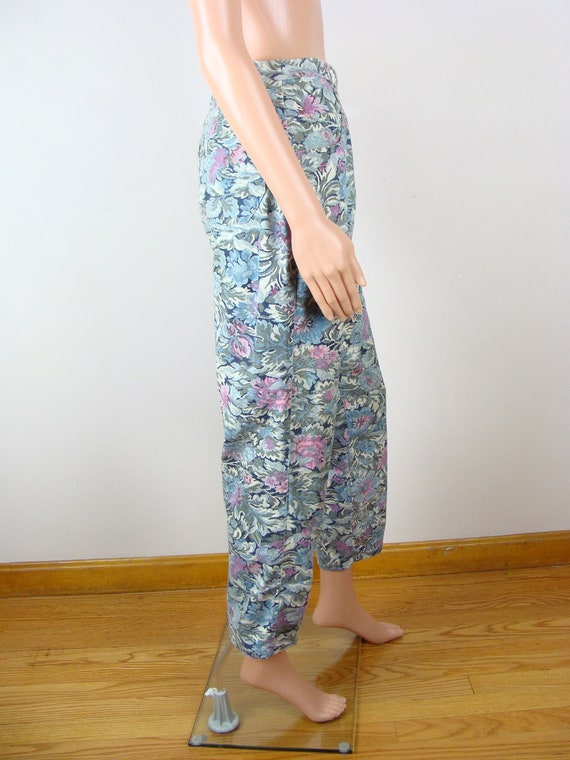 Vintage Floral Pants 90s Baroque Style Denim Flor… - image 6