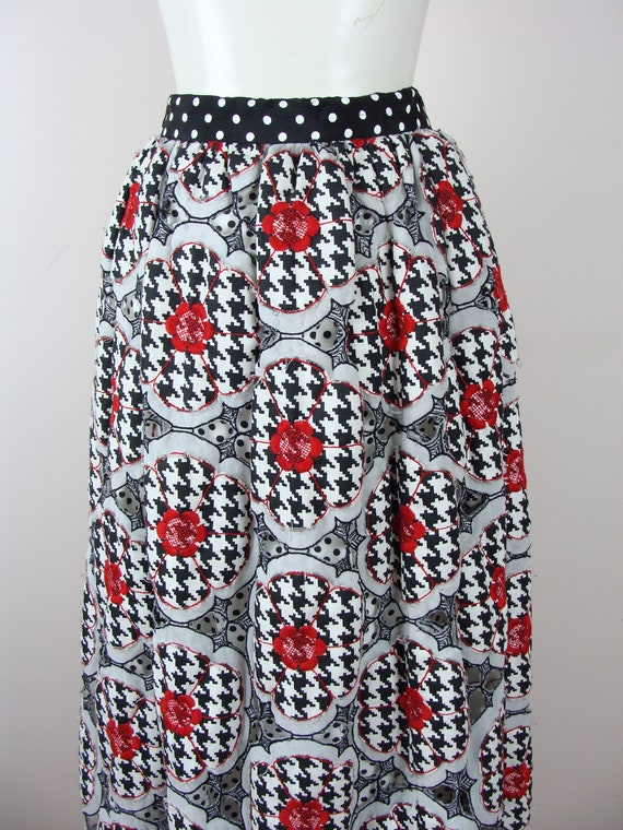 Vintage Quilted Skirt 60s Mixed Print Double Laye… - image 3