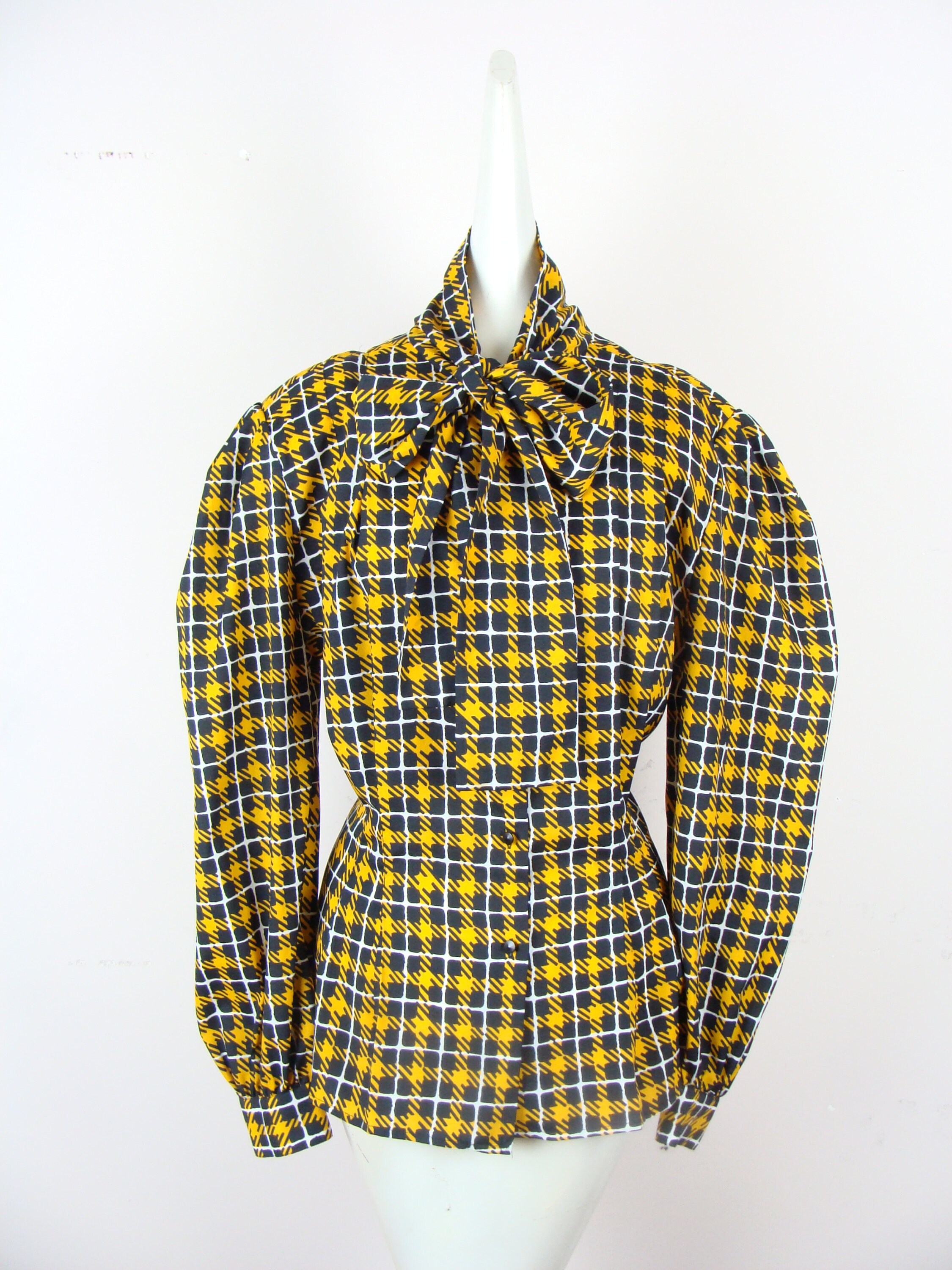 Vintage Secretary Blouse 80s Anne Klein New Aspects Pusy Bow