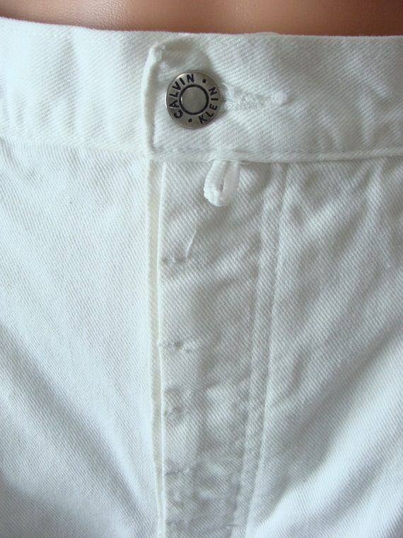 Vintage White Jean Shorts 80s Calvin Klein High Waist… Gem