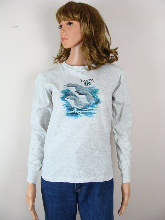 Vintage Tampa Long Sleeve T Shirt 90s Dolphin Tee… - image 1