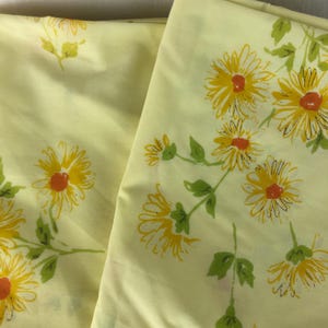 Vintage Floral Pillowcases Set of 2 Yellow Orange Green Flowers Daisy Spring Bedding Pacific Miracle Standard Pillowcase Made in U.S.A.