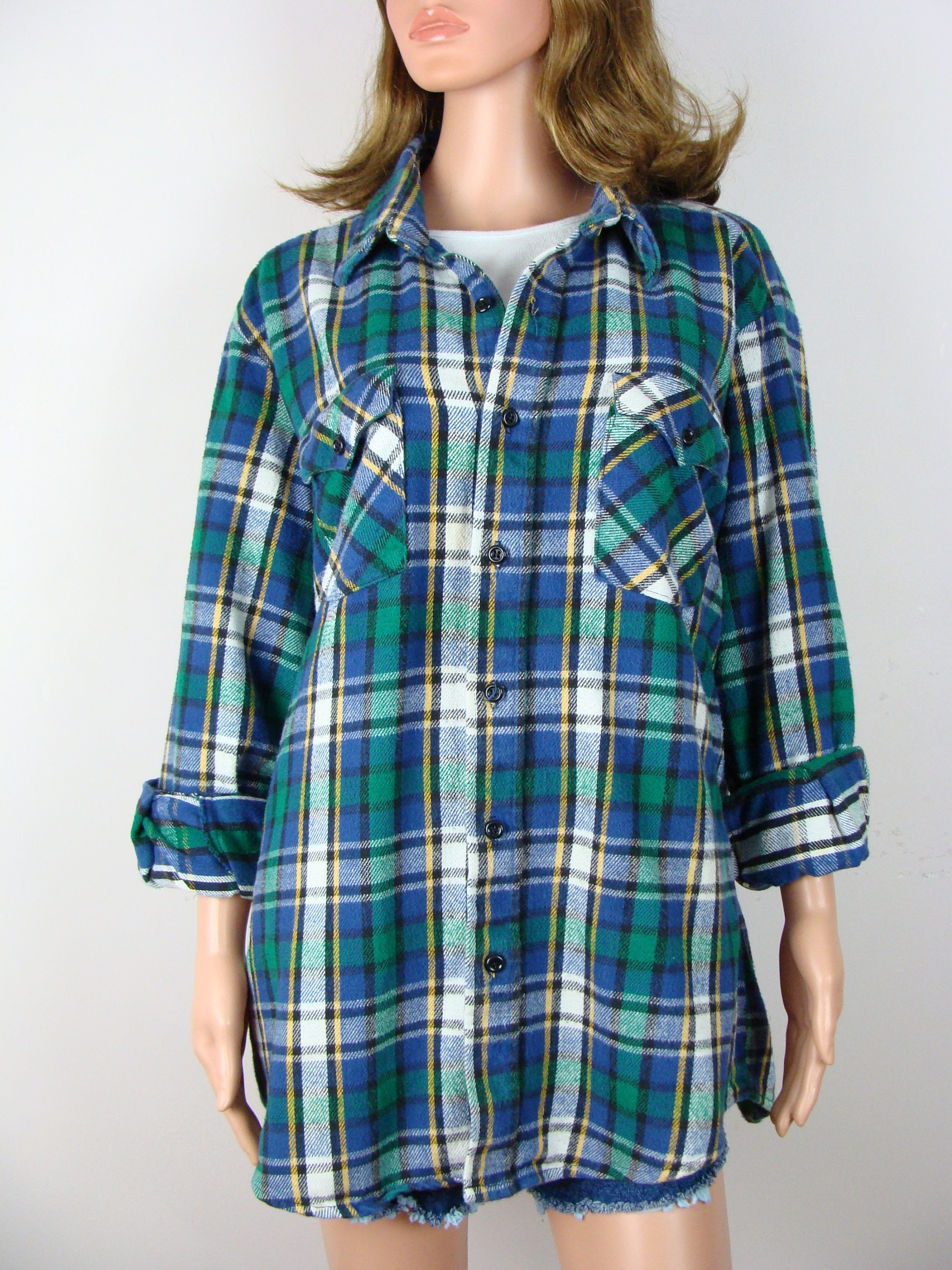 Vintage Flannel Shacket 80s Cozy Plaid Men