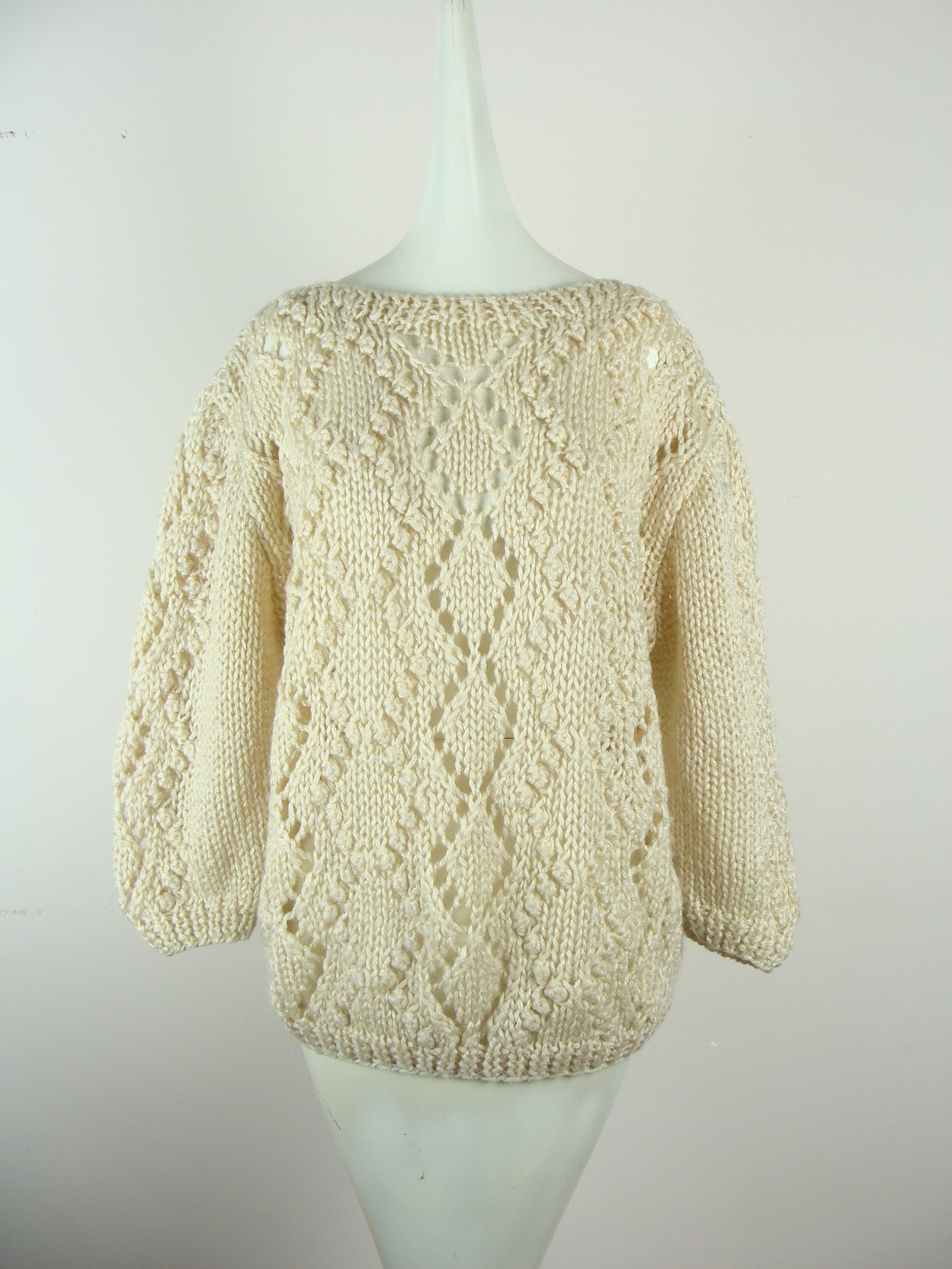 Vintage Knit Sweater 70s Chunky KnitCozy Warm Oatmeal | Etsy
