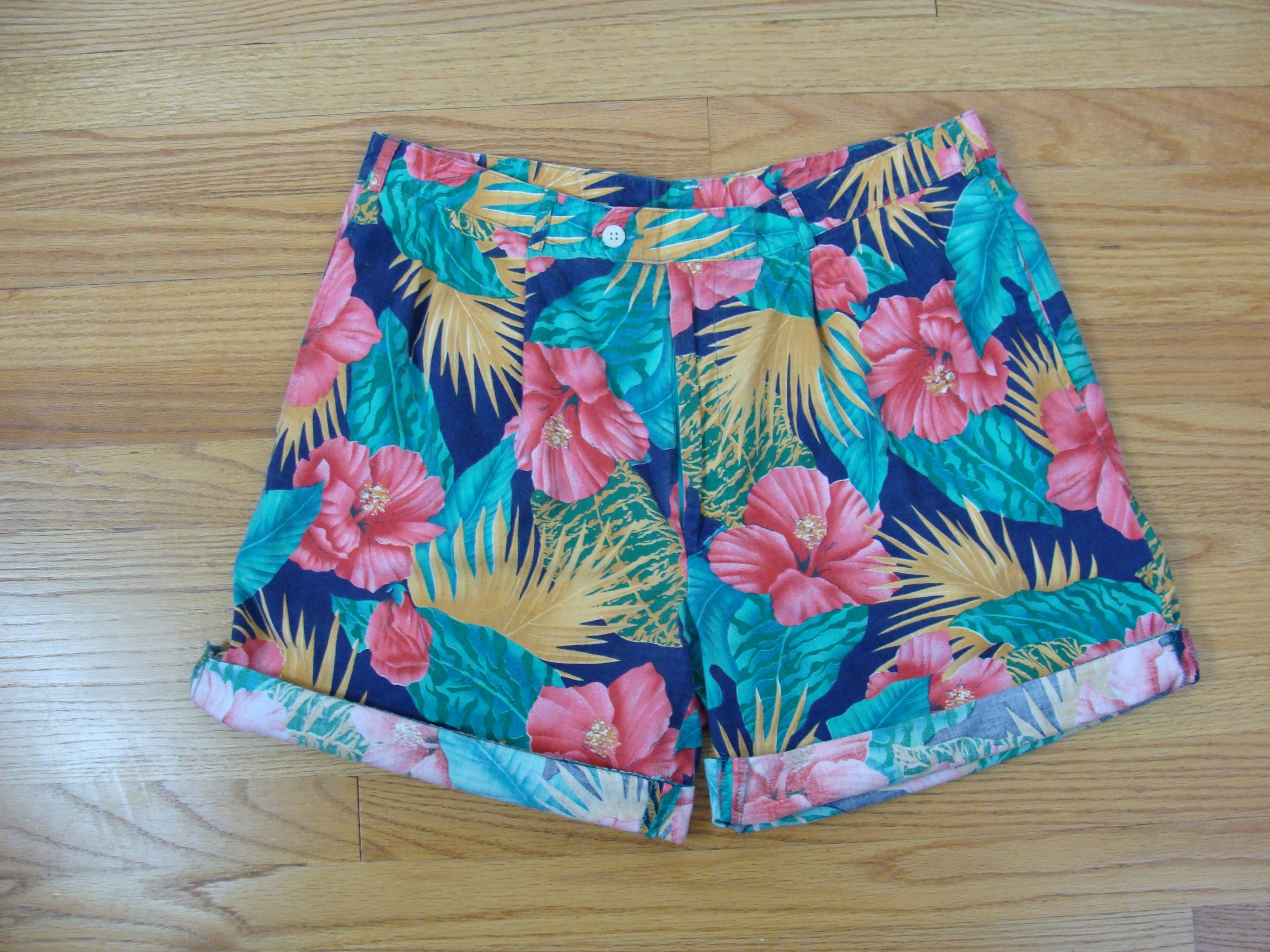 Vintage Tropical Shorts 80s High Waisted Shorts Pleated Golf | Etsy