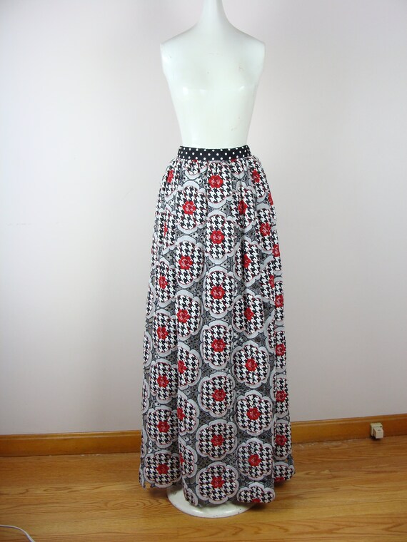 Vintage Quilted Skirt 60s Mixed Print Double Laye… - image 2