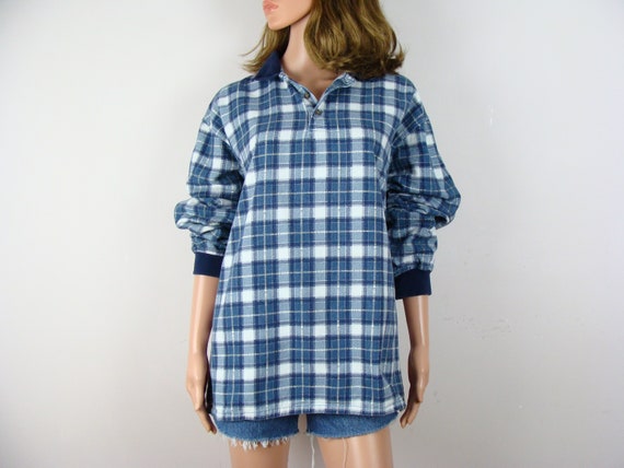 Vintage Plaid Shirt 90s Long Sleeve Collared Pull… - image 1
