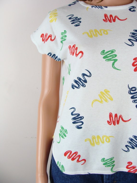 Vintage Squiggle Shirt 80s Colorful Novelty Print… - image 5