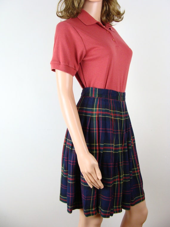 Vintage Plaid Skirt 90s Pleated School Girl Skirt… - image 4