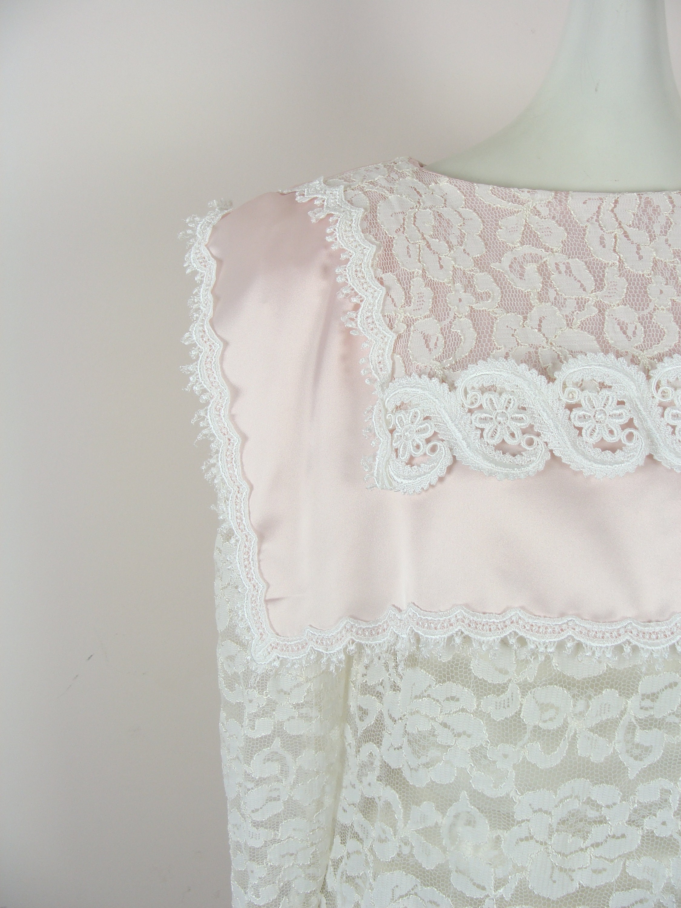 Vintage Sheer Lace Dress 80s Jessica Mcclintock Puff Sleeve