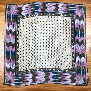 Vintage Silk Scarf 70s Kenzie Pastel Printed Fashion Scarf Southwestern Designs