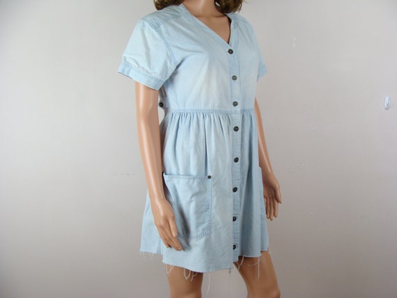 Vintage Denim Dress 90s Lizwear Petite Chambray C… - image 6