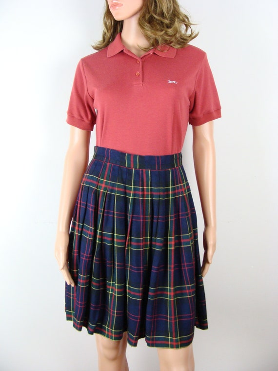 Vintage Plaid Skirt 90s Pleated School Girl Skirt… - image 1