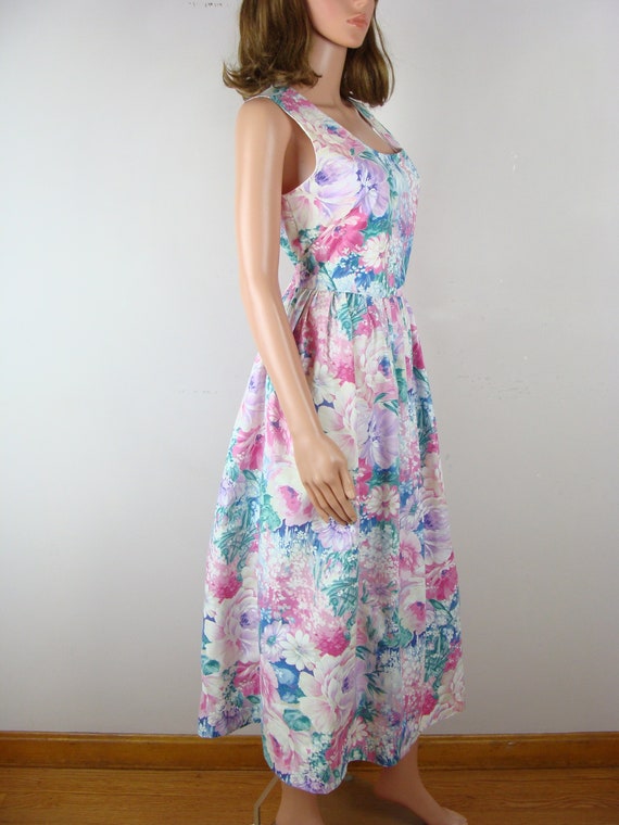 Vintage Floral Dress 80s does 50s Handmade Fit an… - image 4