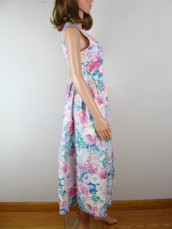 Vintage Floral Dress 80s does 50s Handmade Fit an… - image 6