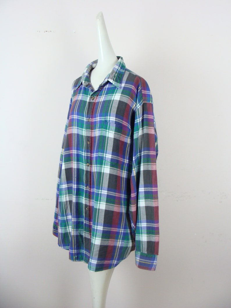 Vintage Men's Oversized Flannel Shirt 90s Plaid Grunge - Etsy