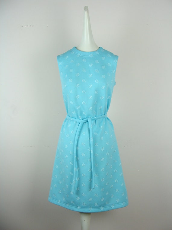 Vintage Mod Dress 60s Kay Windsor Swirl Sea Green… - image 1