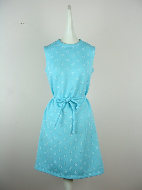 Vintage Mod Dress 60s Kay Windsor Swirl Sea Green… - image 8