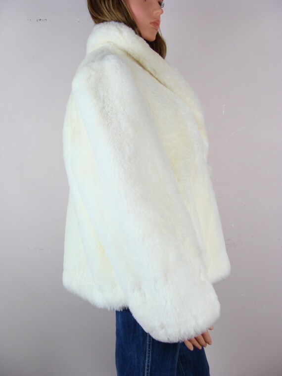 1980s Donnybrook Graphic Black & White Face Print Faux Fur Coat