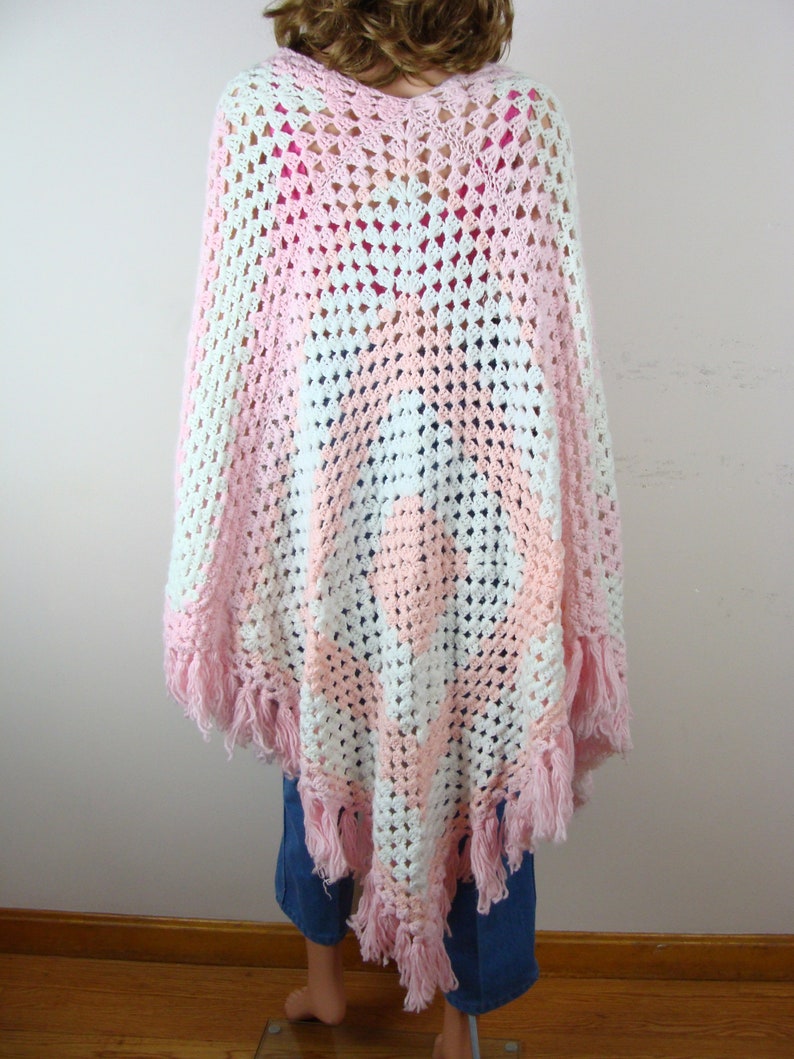 Vintage Blanket Poncho 70s Granny Square Crochet Huge Wrap - Etsy