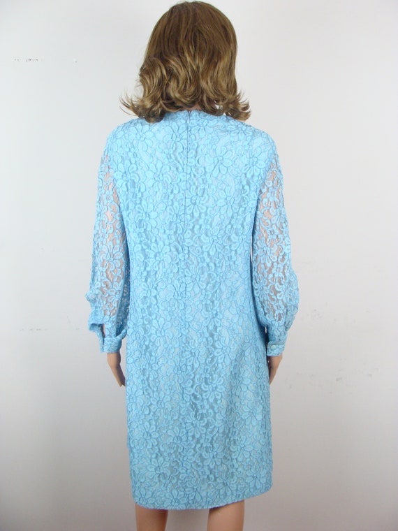 Vintage Lace Dress 60s Long Sleeve Pastel Patchwo… - image 6