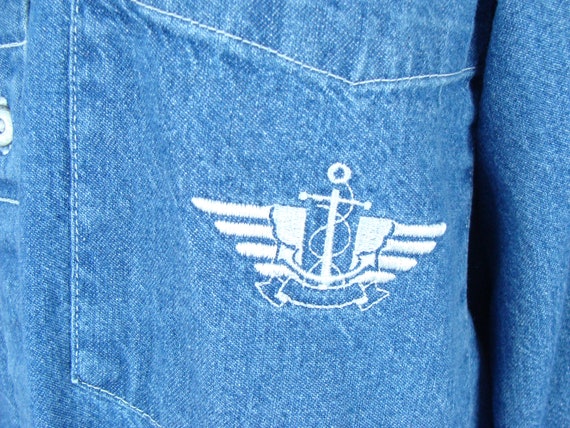 Vintage Dockers Denim Shirt 90s Oxford Button Dow… - image 3