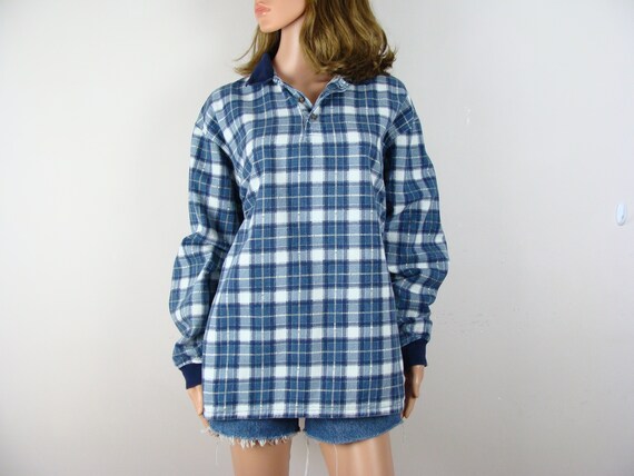 Vintage Plaid Shirt 90s Long Sleeve Collared Pull… - image 3