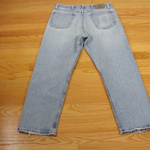 Vintage Jeans 90s Wrangler Worn in Distressed Fraying Faded Light Wash ...