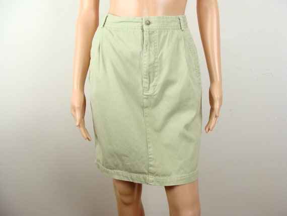 Vintage Gap Khaki Skirt 90s Classic Cotton Chino … - image 1