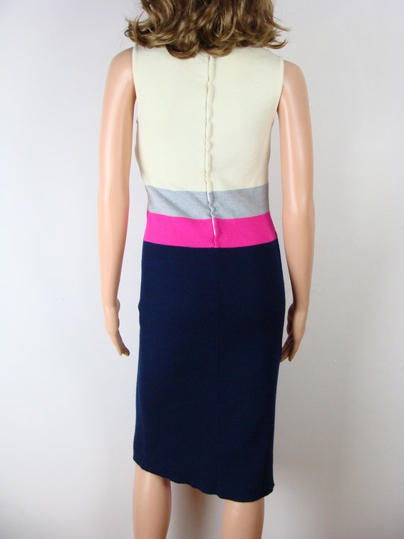 Vintage Knit Dress 60s Colorblock Tank Dress Squa… - image 7