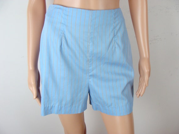 70s High Waisted Shorts, Lightweight Pin Striped Trou… - Gem