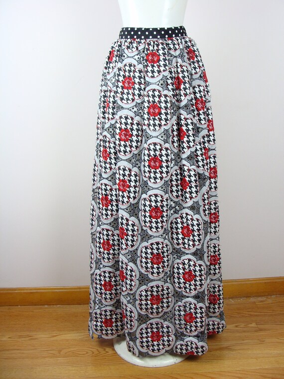 Vintage Quilted Skirt 60s Mixed Print Double Laye… - image 1