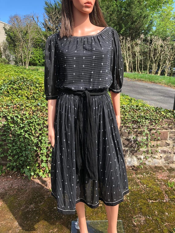 Vintage Indian Cotton Gauze Peasant Dress 70s Adini