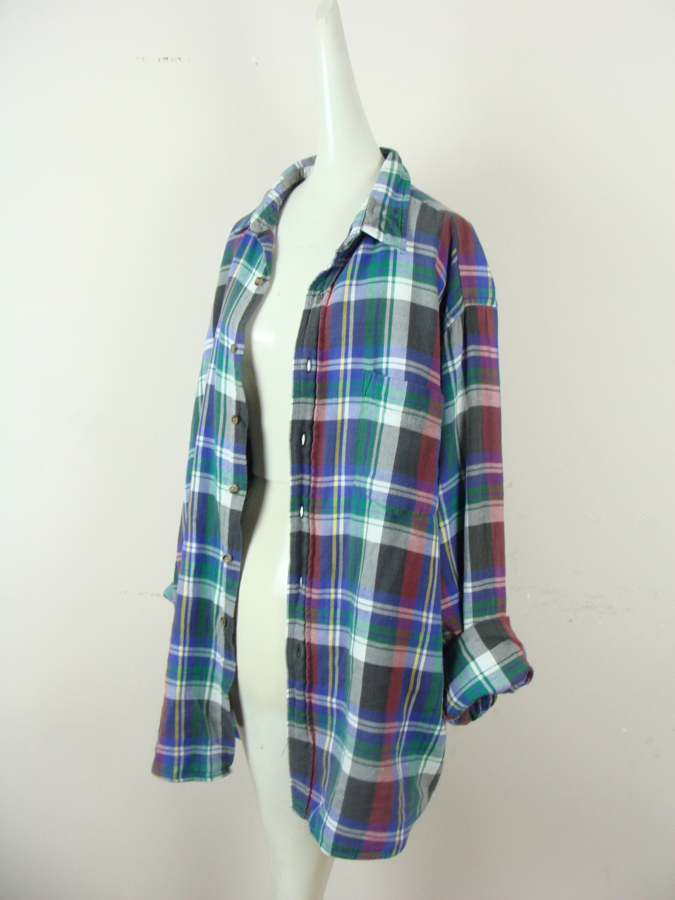 Hope Love Faith Distressed Vintage Button Down Flannel Shirt Kleding Herenkleding Overhemden & T-shirts Oxfords & Buttondowns 