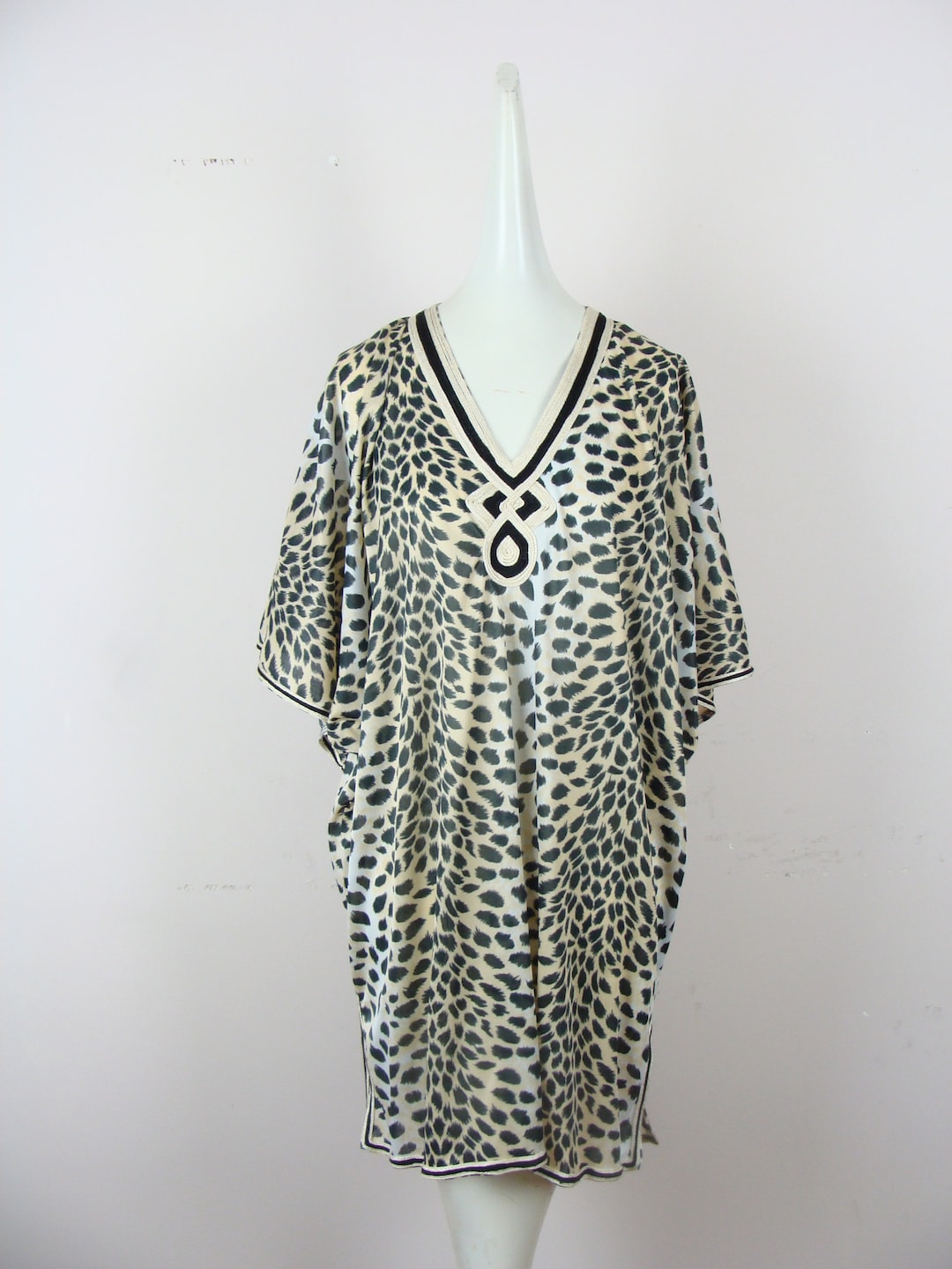 Vintage sheer cheetah button dress ^^^ L main image 0