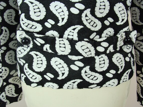 Vintage Blazer 70s Black and White Abstract Paisl… - image 5