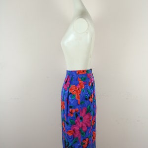 Vintage Floral Skirt 80s High Waisted Silk Pencil Skirt Knee - Etsy
