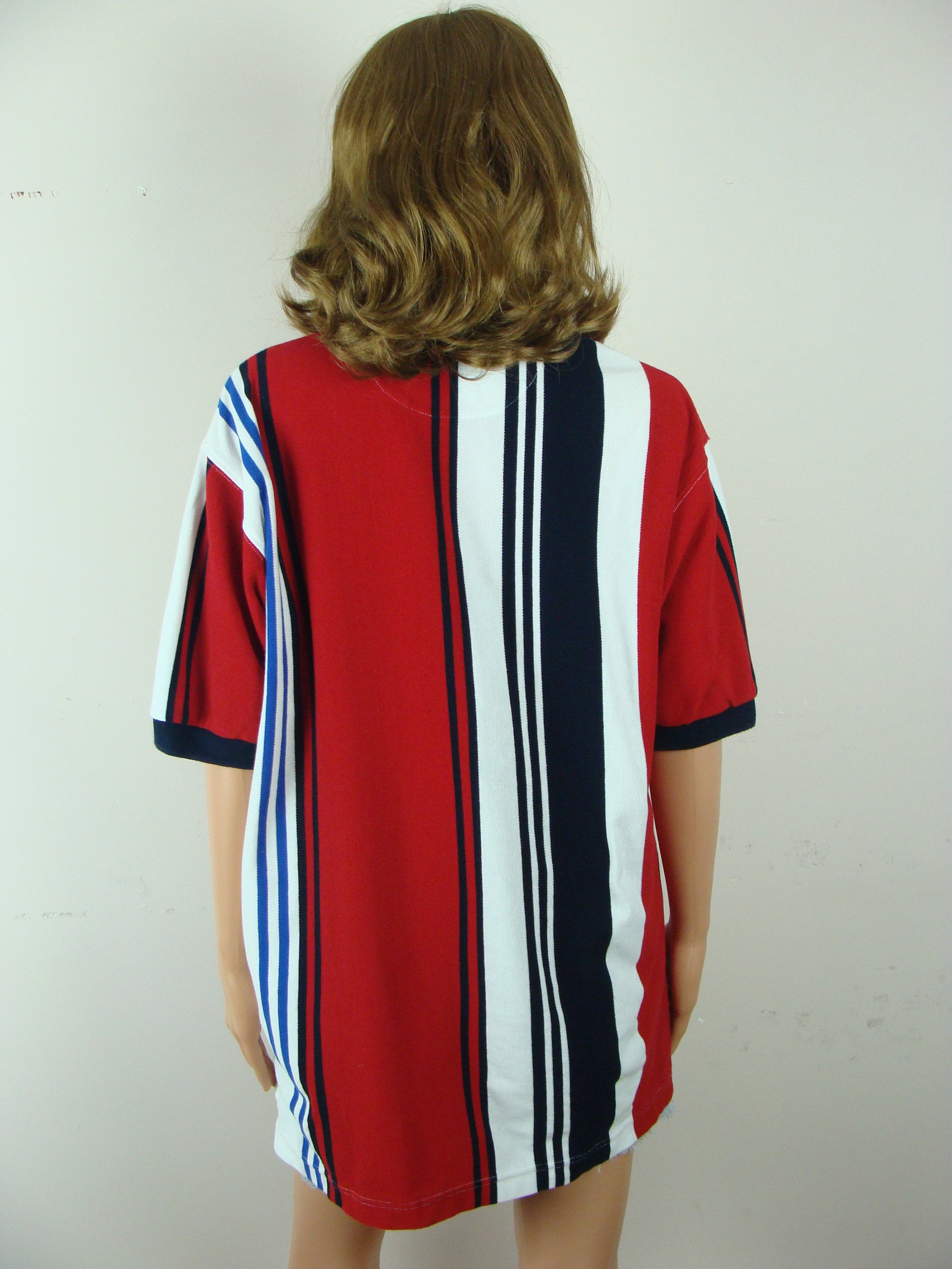 Vintage Chaps Ralph Lauren Oversized Polo Shirt 90s Striped Cotton