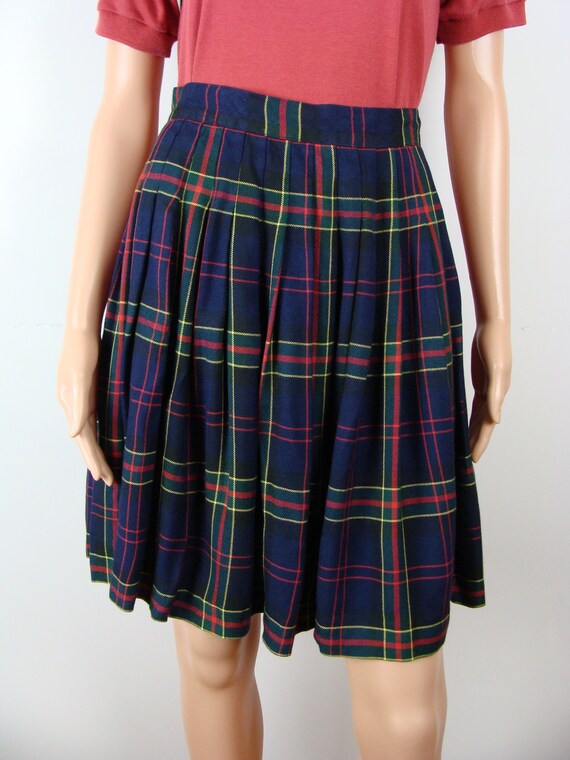 Vintage Plaid Skirt 90s Pleated School Girl Skirt… - image 2