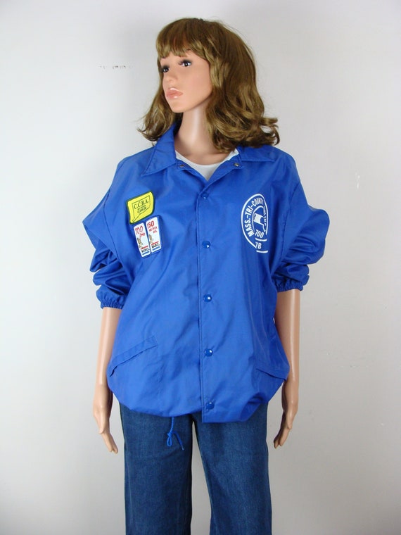 Vintage 80s Oversized Bowling Jacket Patches Retro